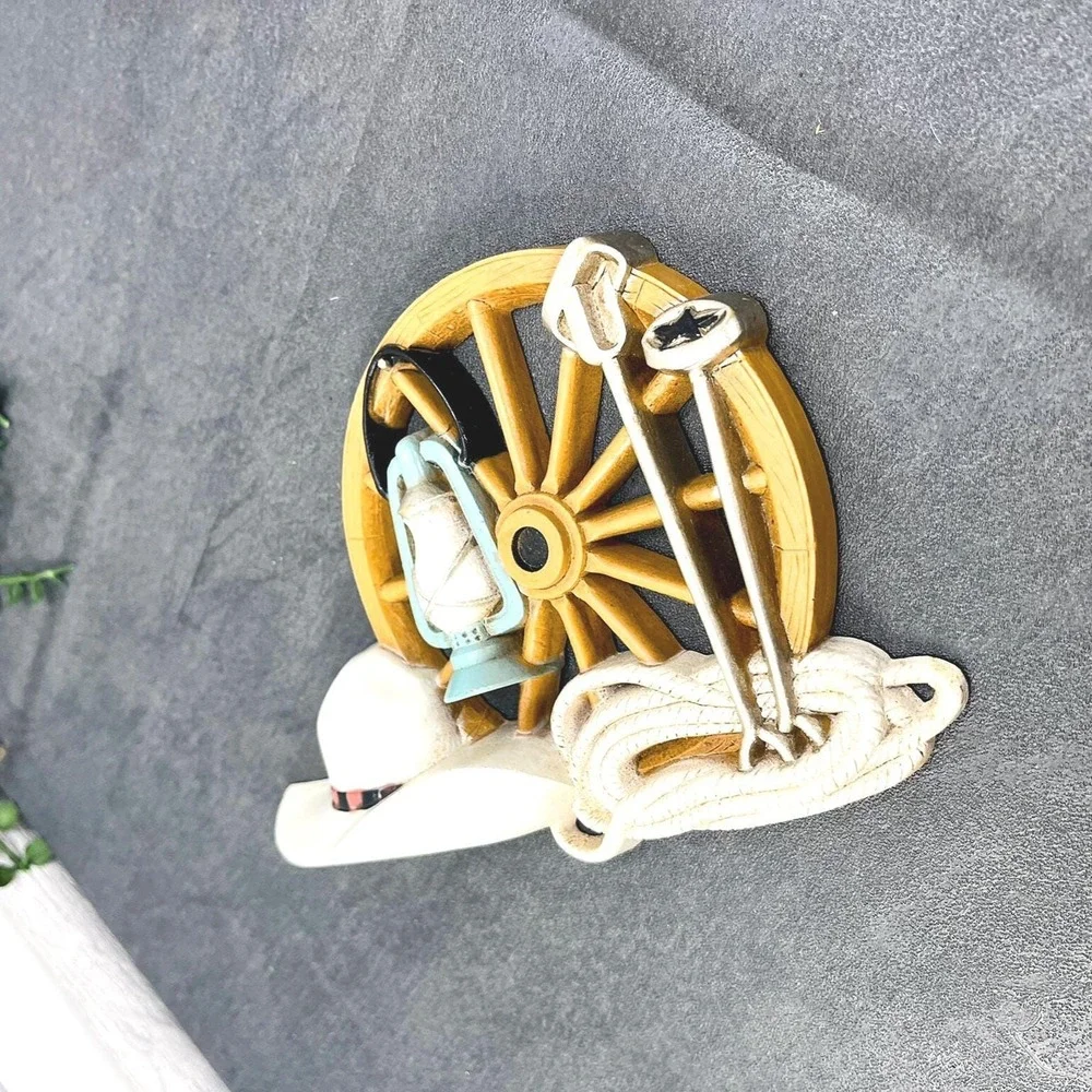 Vintage Burwood Southwestern Wall Decor: Cowboy Hat, Wagon Wheel
